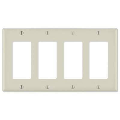 Leviton Decora Wallplate, 4-Gang, Light Almond